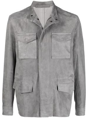 Salvatore Santoro high-neck suede jacket - Grey