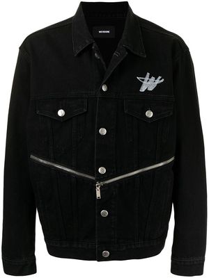 We11done logo-print zipper-detail jacket - Black