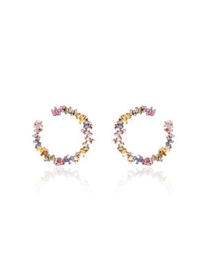 Suzanne Kalan 18kt rose gold Fireworks sapphire and hoop earrings