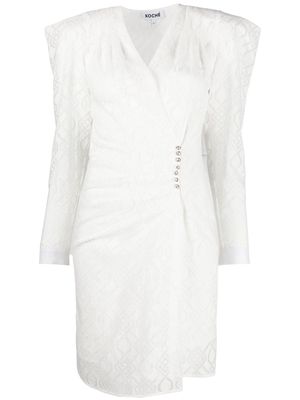Koché jacquard-monogram wrap dress - White