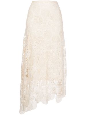 Goen.J lace-detail maxi skirt - White