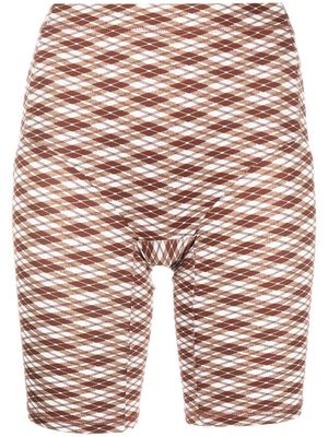 KNWLS Lena argyle biker-style shorts - Brown