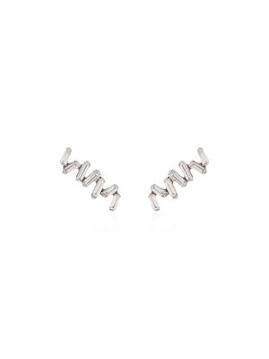 Suzanne Kalan 18kt white gold Baguette diamond earrings - METALLIC