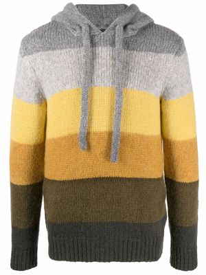 Roberto Collina colour-block knitted hoodie - Grey