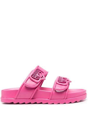 Chiara Ferragni logo-plaque touch-strap sandals - Pink