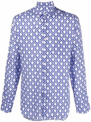 PENINSULA SWIMWEAR geometric-print linen shirt - Blue