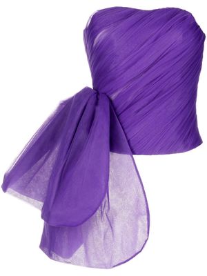 ANOUKI oversized-bow strapless tulle top - Purple