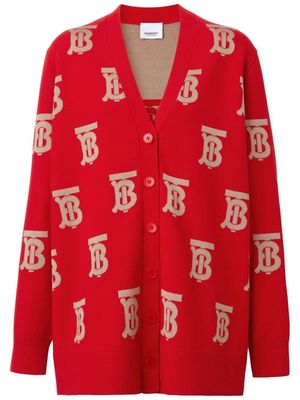 Burberry monogram oversized cardigan - Red