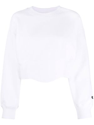 Champion logo-patch cropped sweatshirt - White