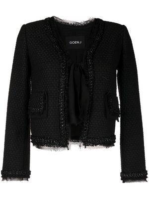 Goen.J lace-trim tweed jacket - Black