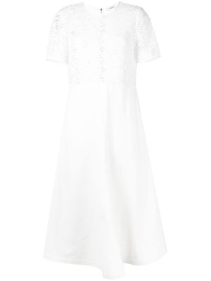 Goen.J macramé-panel lace dress - White