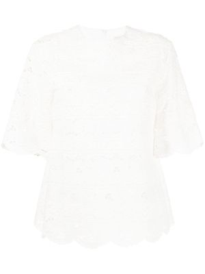 Goen.J broderie-anglaise floral knitted top - White
