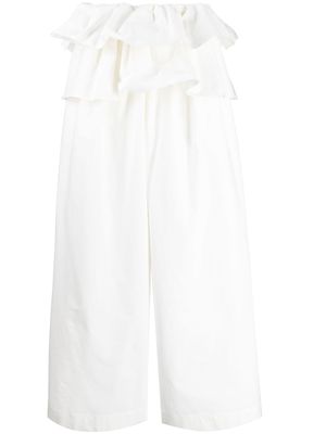 Goen.J high-waisted ruffled trousers - White