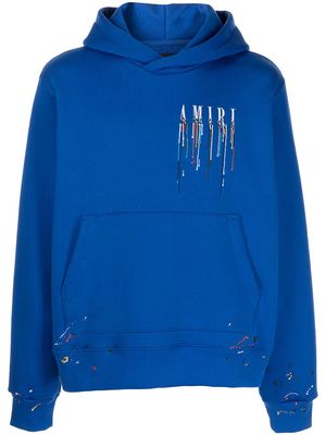AMIRI paint splatter logo-embroidered hoodie - Blue