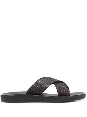 Ancient Greek Sandals Kritonas Comfort cross-strap slides - Black