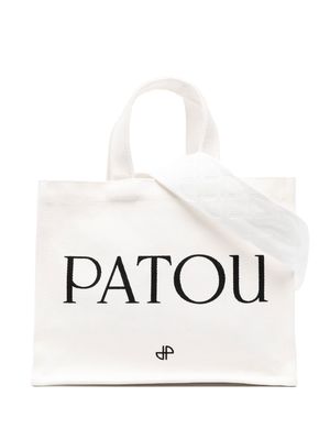 Patou logo-print canvas tote - White