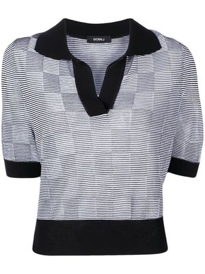 Goen.J checkerboard-print short-sleeved top - Black