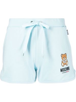 Moschino logo-print cotton shorts - Blue