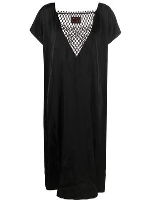 Raf Simons mesh-panel V-neck dress - Black