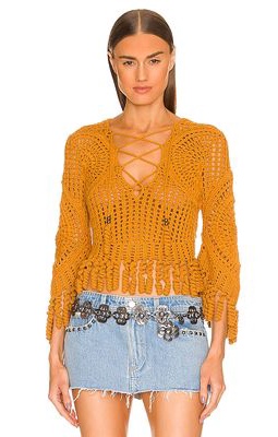 DUNDAS x REVOLVE Nadja Sweater with Fringe in Brown