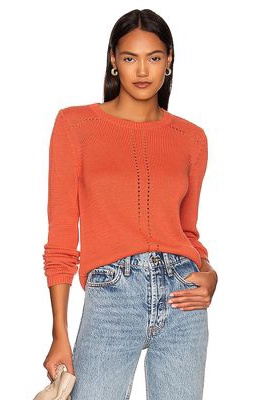 Autumn Cashmere Eyelet Crew Sweater in Red