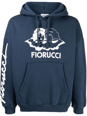 Fiorucci signature angel print cotton hoodie - Blue
