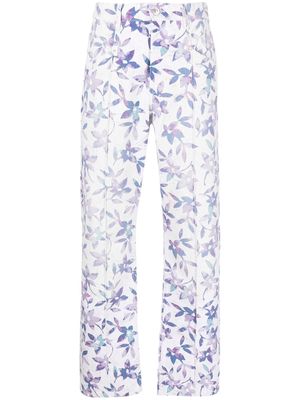 Isabel Marant floral-print straight-leg trousers - White