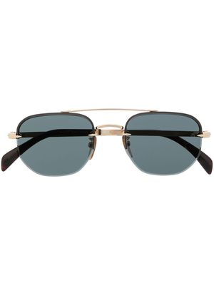 Eyewear by David Beckham rounded blue-tinted sunglasses - Gold