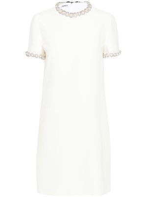 Miu Miu pearl and crystal-embellished mini dress - White
