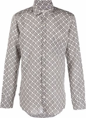 PENINSULA SWIMWEAR geometric-print pointed-collar shirt - White
