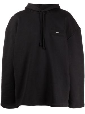 032c logo-embroidered cotton hoodie - Black