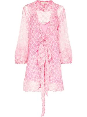Cloe Cassandro Kimi geometric-print silk wrap dress - Pink