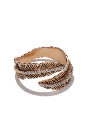 Kismet By Milka 14kt rose gold Double row feather diamond pinky ring