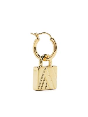 Northskull engraved padlock hoop earring - Gold