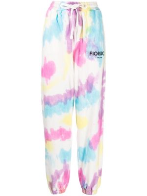 Fiorucci tie-dye print organic-cotton joggers - White
