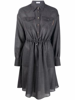 Brunello Cucinelli drawstring-waist shirt dress - Grey