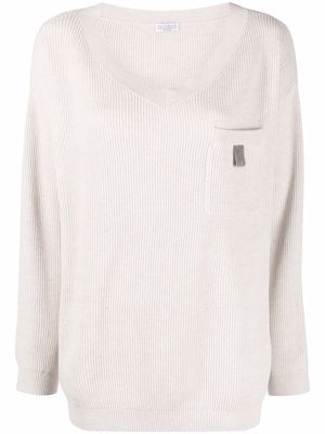 Brunello Cucinelli chain-link detail sweater - Neutrals