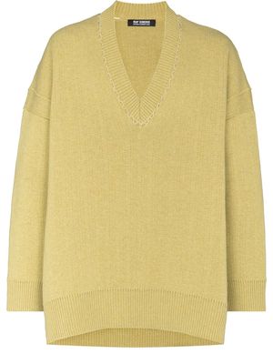 Raf Simons deconstructed V-neck jumper - Green