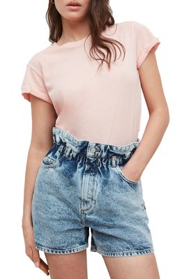AllSaints Anna Cuff Sleeve Cotton T-Shirt in Rose Pink