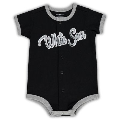 Outerstuff Newborn & Infant Black Chicago White Sox Stripe Power Hitter Romper