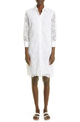 LORO PIANA Evangeline Long Sleeve Guipure Lace Shirtdress in White