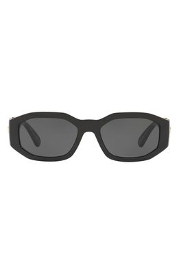 VERSACE Biggie 53mm Round Sunglasses in Black Solid