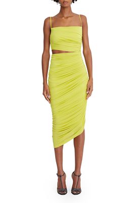 HALSTON Averie Ruched Jersey Cocktail Dress in Sulfur