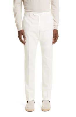 LORO PIANA Pantaflat Stretch Cotton Pants in Optical White