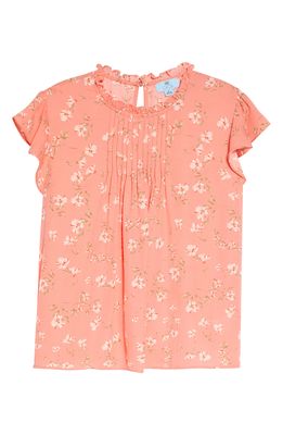 CeCe Pintuck Flutter Sleeve Blouse in Cameo Coral