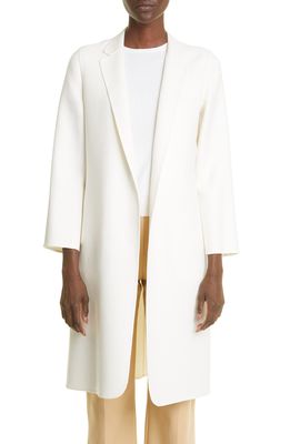 LORO PIANA Edric Open Front Double Cloth Linen Coat in White