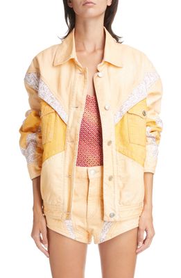 Isabel Marant Nisao Patchwork Oversize Denim Jacket in Yellow