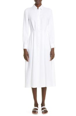 LORO PIANA Lucienne Long Sleeve Linen Crepe Shirtdress in White