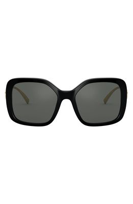 VERSACE 53mm Polarized Square Sunglasses in Black/Grey Solid