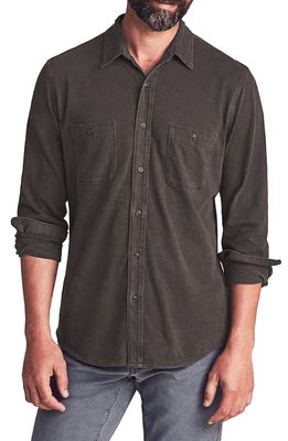 FAHERTY Knit Seasons Button-Up Shirt in Washed Black